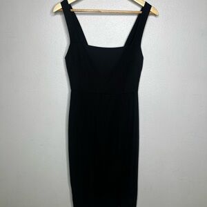 Babaton Classic Black Sheath Midi Cocktail Dress w/ Slit Size 2